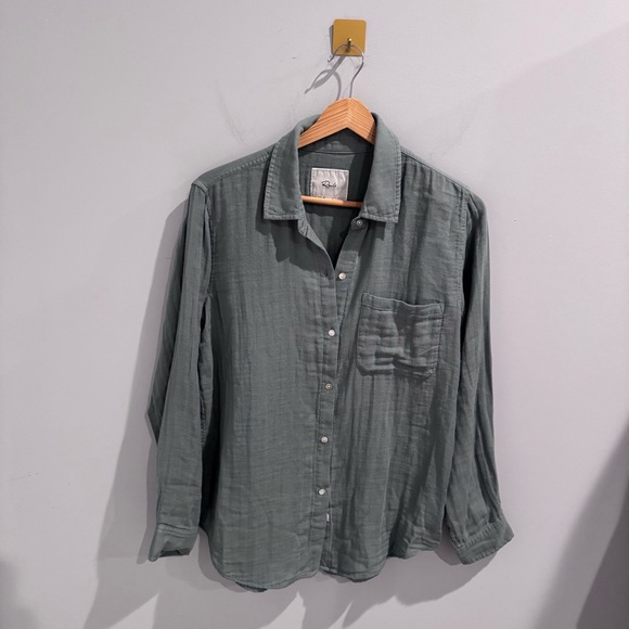 Rails Ellis Cotton Gauze Button Up Shirt in Aloe, Size S - Picture 5 of 13